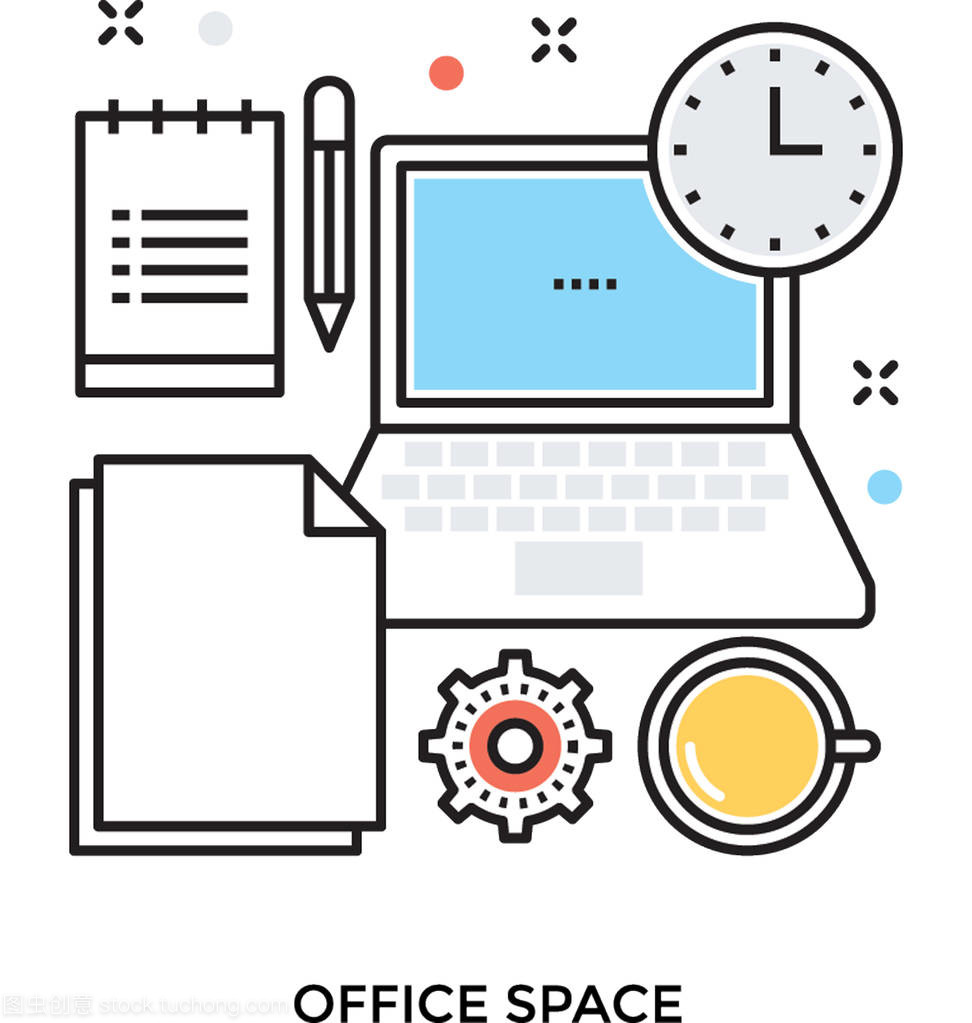 高效辦公視覺(jué)指南 辦公室工作平面矢量圖標(biāo)與核心辦公設(shè)備解析